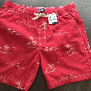 Johnnie-o Swim Suit Malibu Red with Tropical Print - New - Size Medium